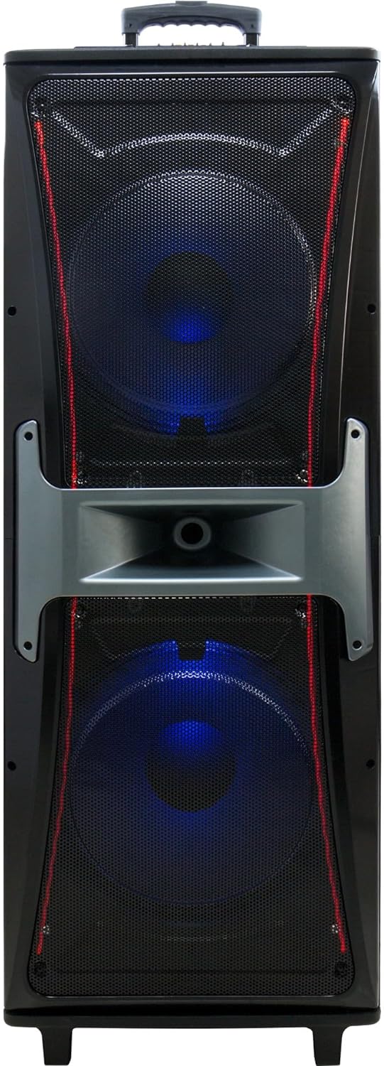 Dolphin SP-175 Dual 15" Professional Bluetooth Speaker - Powerful 7000W Music Power X-BASS, Ground Shaker - Bluetooth, USB, SD, AUX, Wood Cabinet