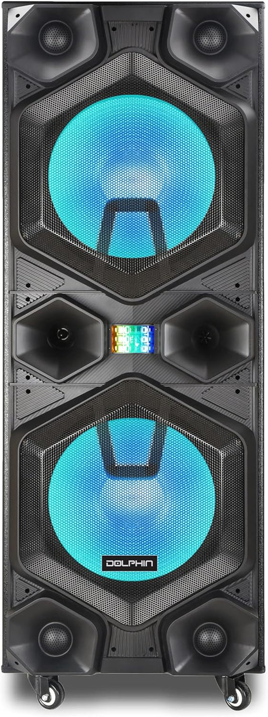 Dolphin SP-165BT Ultimate Block Party Speaker with Elite Premium Sound | Large, Bluetooth | Dual 15" 7000 Watts